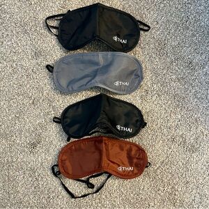 Thai Air Travel Eye Mask Set - Black x2, Gray, Brown - 4 total